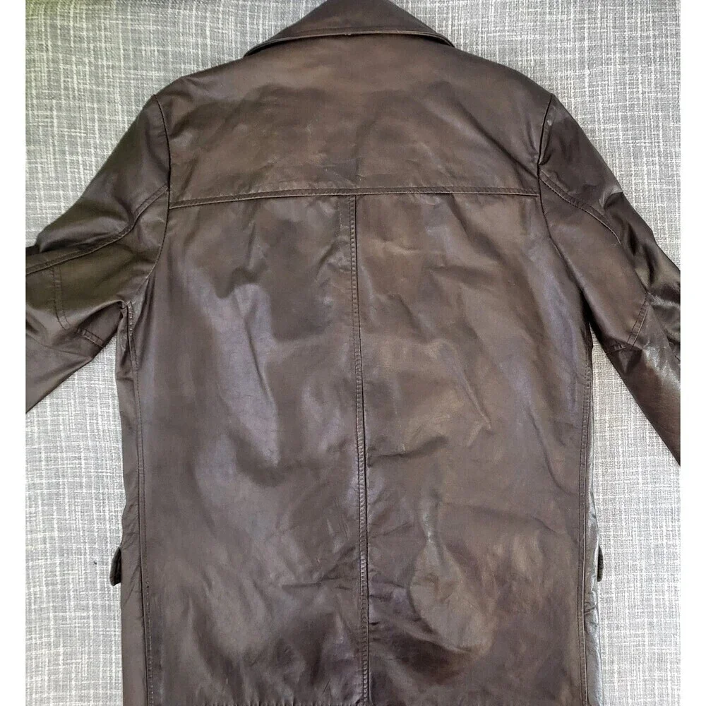 VTG Sears Leather Shop Car Coat Removable Faux Fur Lining Brown Men's 40 Tall